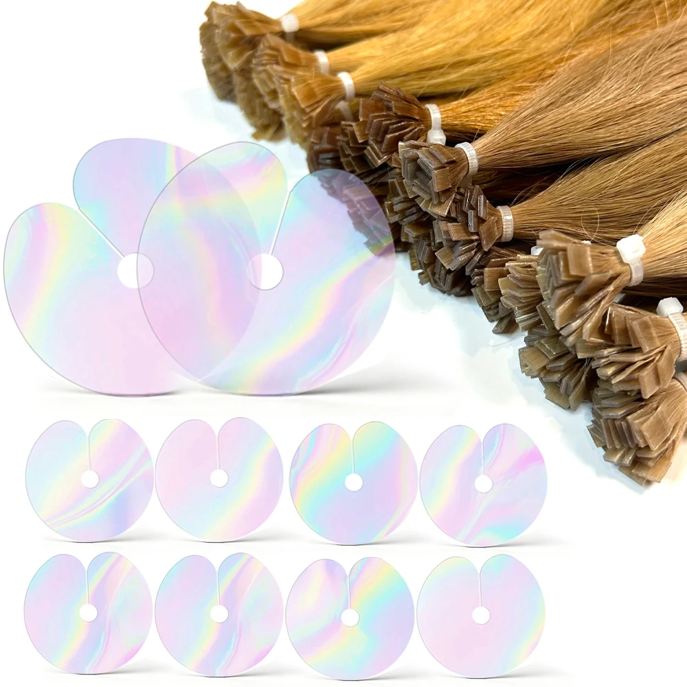 

Lanshii Iridescent Heat Shield Guards for K Tip Hair Extensions – Color Changing Heat Protection Pads