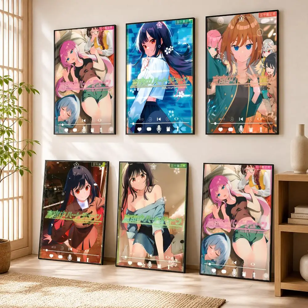 Tune In to the M-Midnight Heart Poster Stickers Painting Self-Adhesive Art for Bedroom Living Room Home Decor Wall Decals Gift