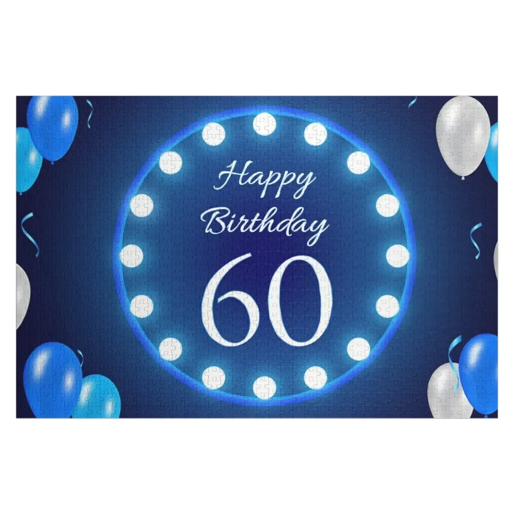 

Blue Dark Happy 60th Birthday Jigsaw Puzzle Custom Wooden Gift Personalised Jigsaw Puzzle