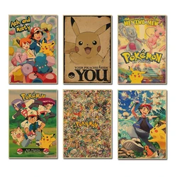 Vintage Pokemon Pikachu Squirtle Bulbasaur Poster Print Anime Canvas Painting Mural Children Bedroom Home Wall Art Decoration