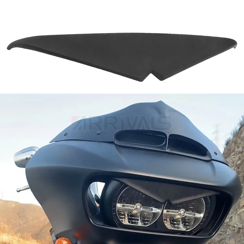 

Motorcycle Headlight Trim Headlamp Eyebrow Eyelid Sticker Decoration Upper Tip Cover Visor Accent For Harley Road Glides 15-up