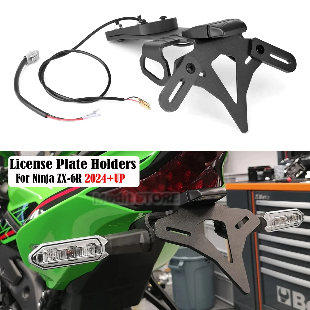 

For Kawasaki Ninja ZX-6R ZX-6r Ninja ZX6R 2024 Motorcycle Accessories Rear Short Tail License Plate Holder Tailstock Bracket Kit