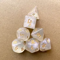 7 Pcs Set New Glitter Gold Font Polyhedral Table Game Digital Dice for DND TRPG RPG D20 D12 D10 D8 D6 D4 Board Gaming Dices Kit