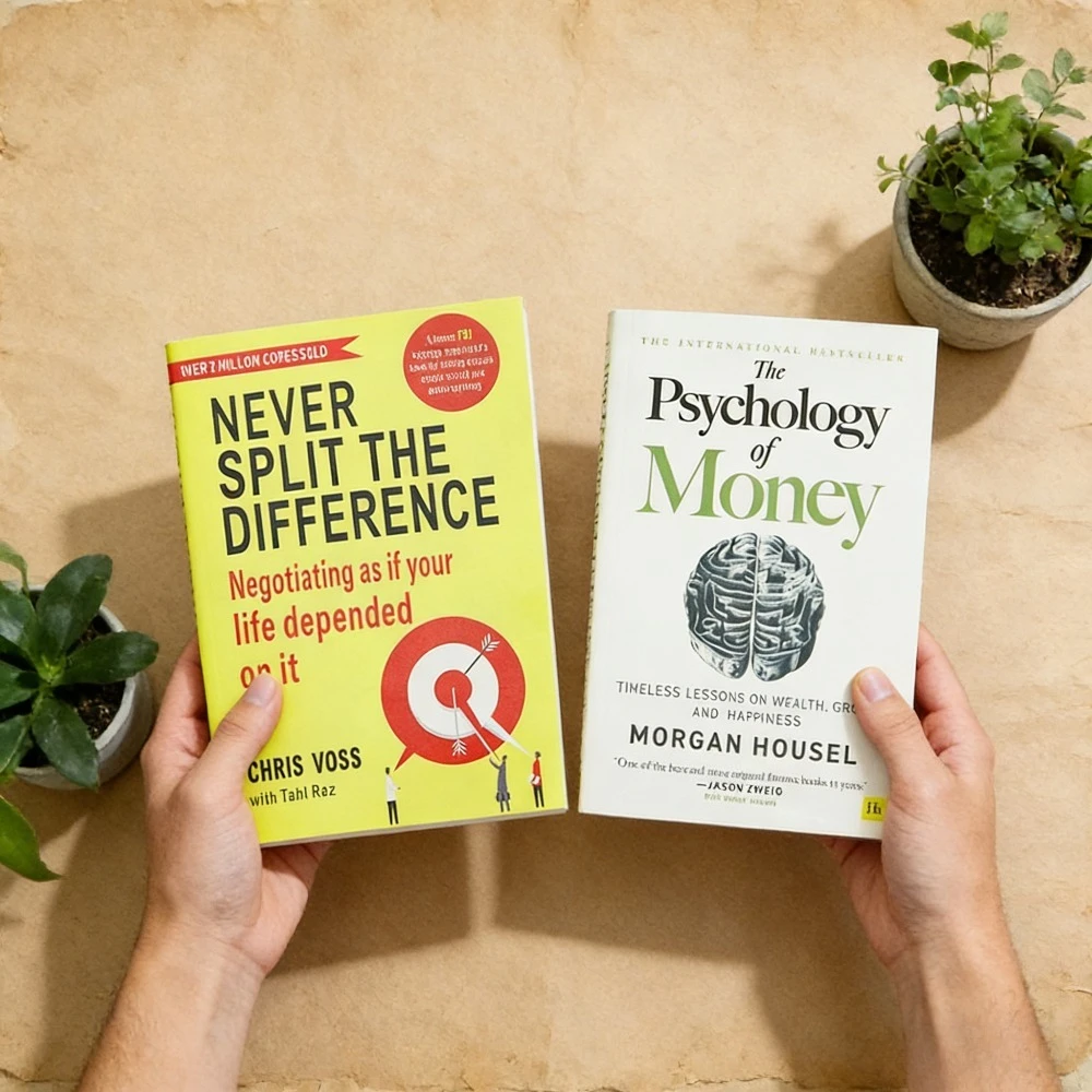 لا تقسيم الفرق أبدًا كريس فوس (مهارات التفاوض) + علم نفس المال مورغان هاوسل - دليل التفاوض والمالي