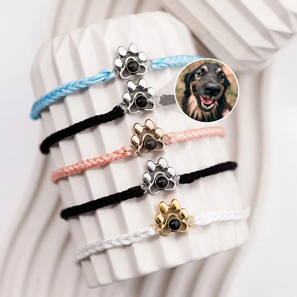 Personalized Photo Projection Bracelets Custom Photo Dog Paw Bracelet Pet Photo Necklace Cat Paw Pendant Memorial Gifts 2024