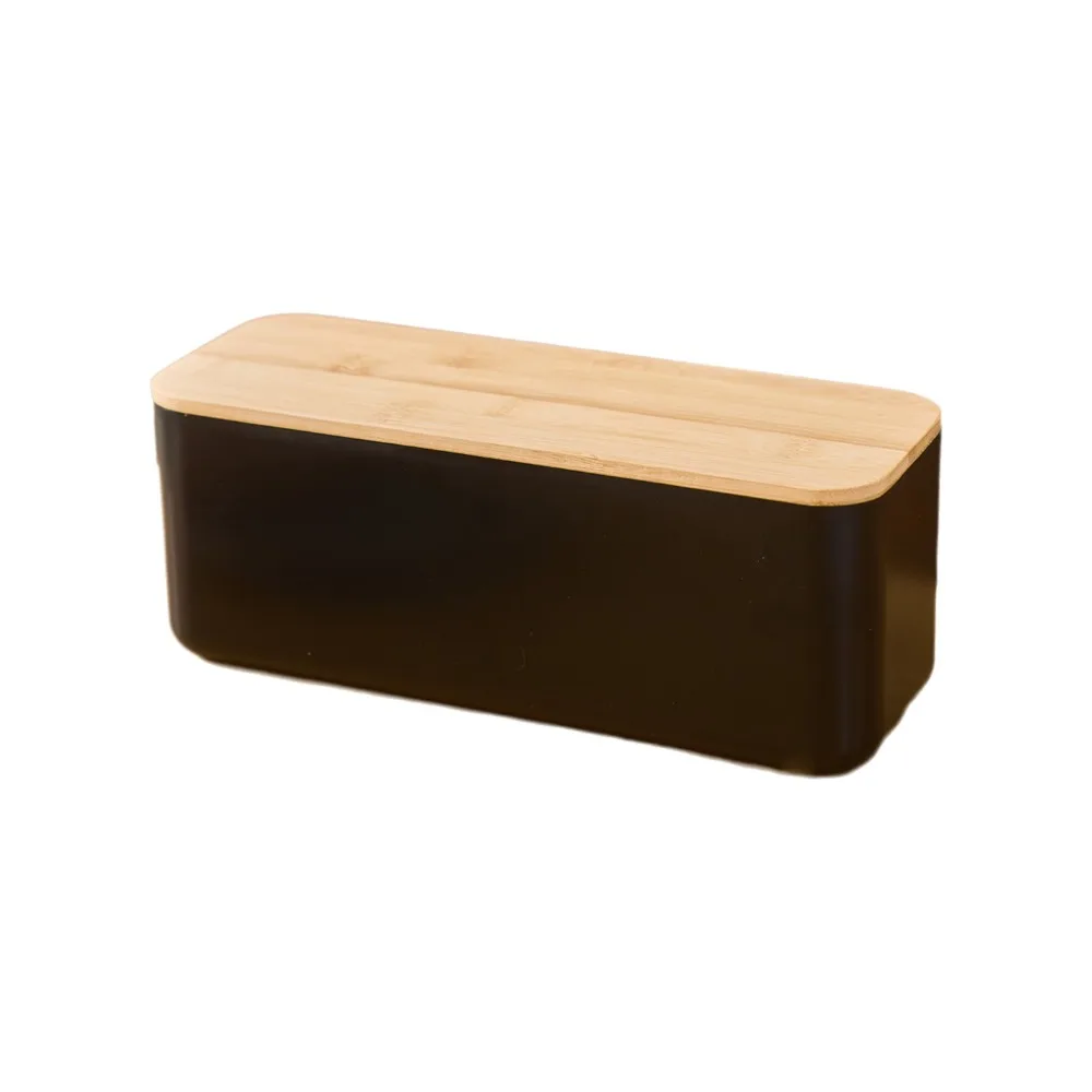 Cutting Board Lid Bread Box With Wooden Lid Bamboo Lid Rectangular Shape Food Storage Container Space Saving Fresh Keeping