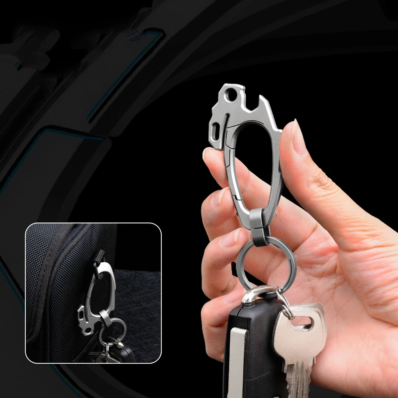Outdoor Titanium Alloy Multifunctional Keychain EDC Pry Bar Bottle Opener Nail Remover Tool