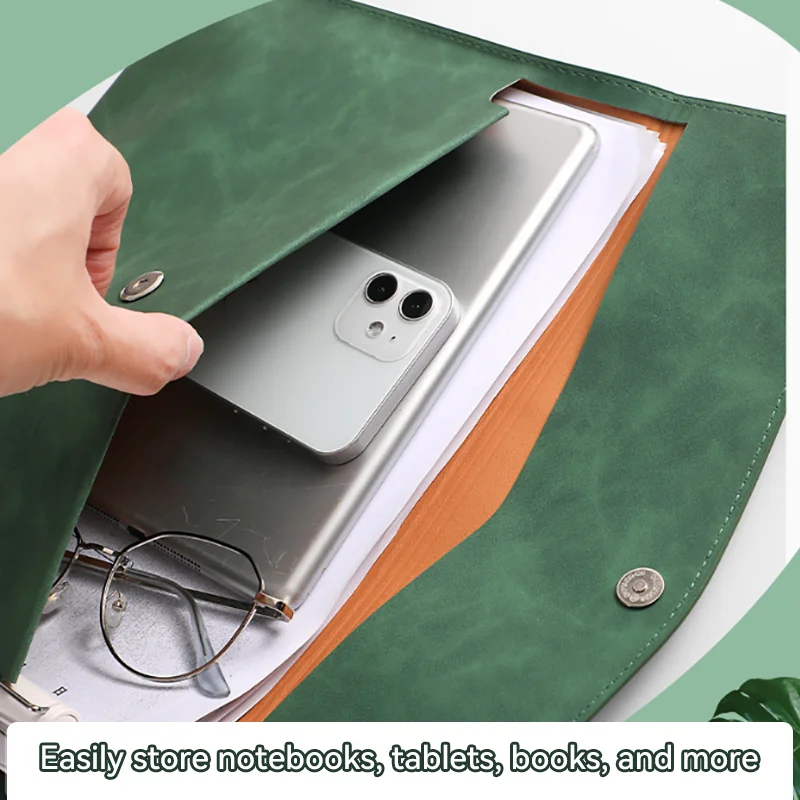 A4 PU Leather Document Bag Waterproof Business Envelope File Folder for Office Meeting Exam Contract Storage Pouch image 4