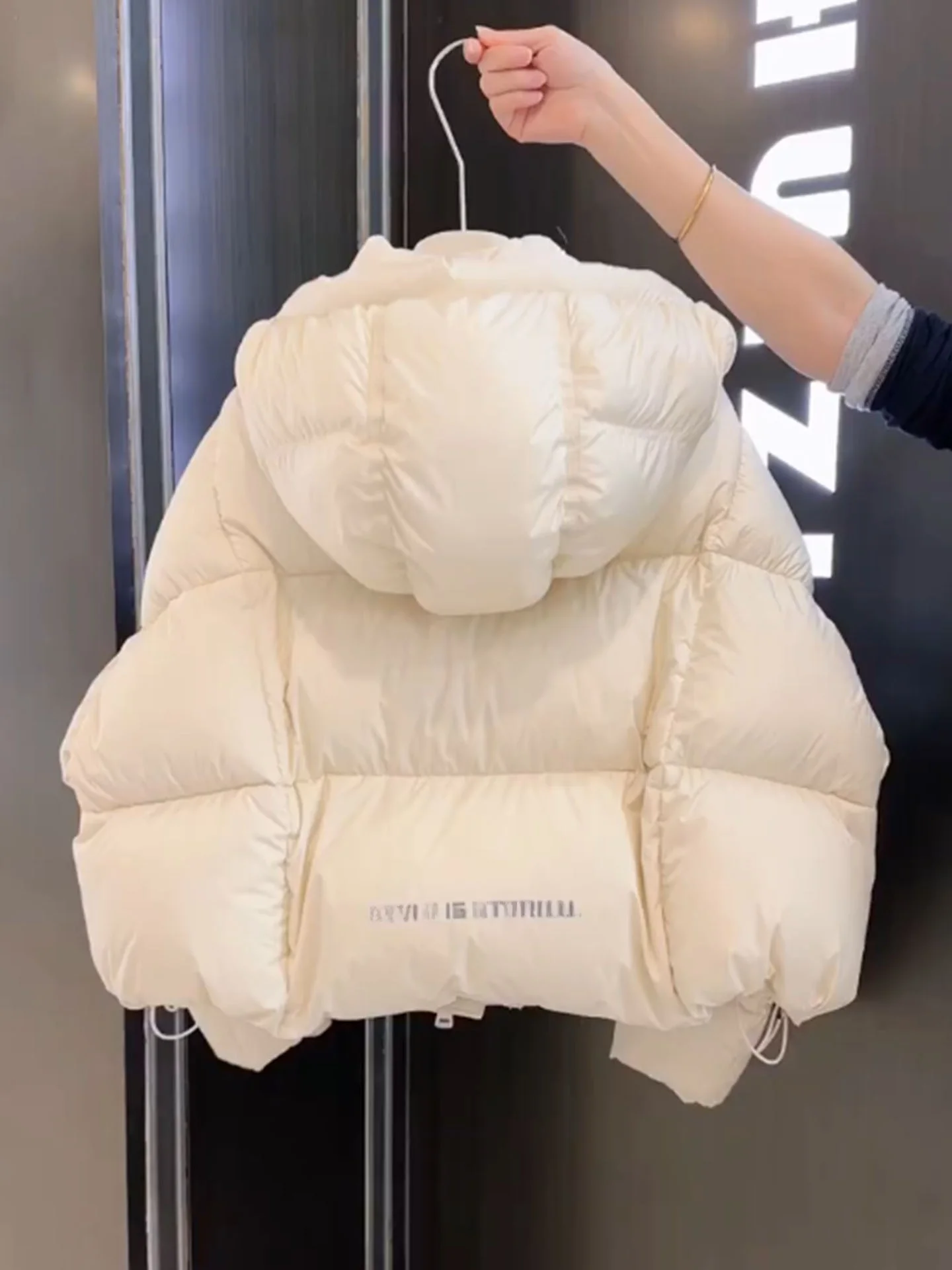 Sli ort branco para baixo Jaet feminino inverno Faion Bread Sle Thi Casacos versão coreana ajuste regular fibra de poliéster