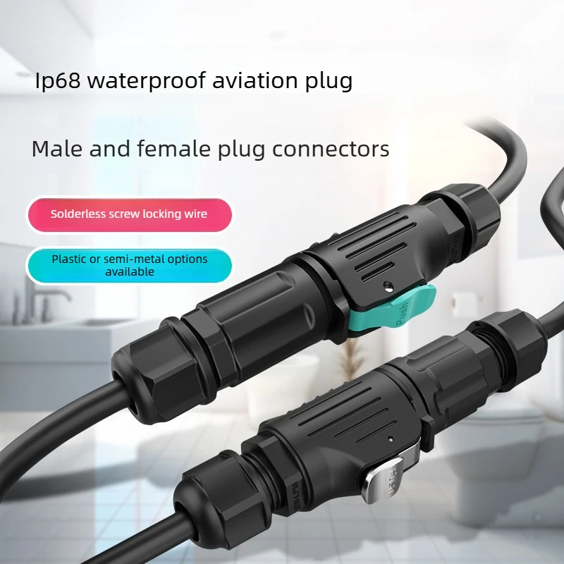 ip68-waterproof-power-aviation-plug-male-female-docking-connector-solder-free-screw-locking-semi-metal-connector