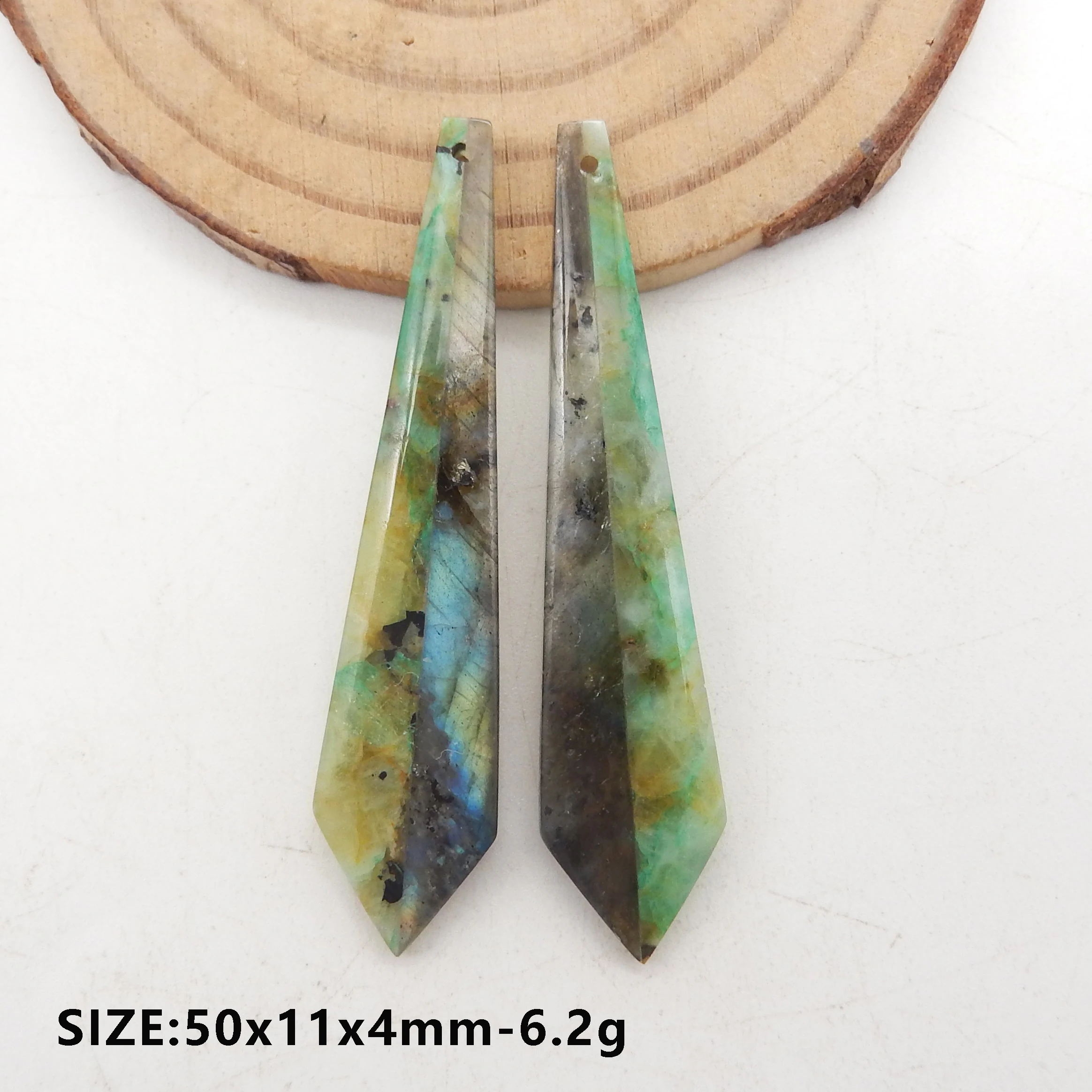 Gemstone Design Earrings Chrysocolla And Labradorite Intarsia Fashion Bead Jewelry Earrings DIY Marking For Woman Accessories