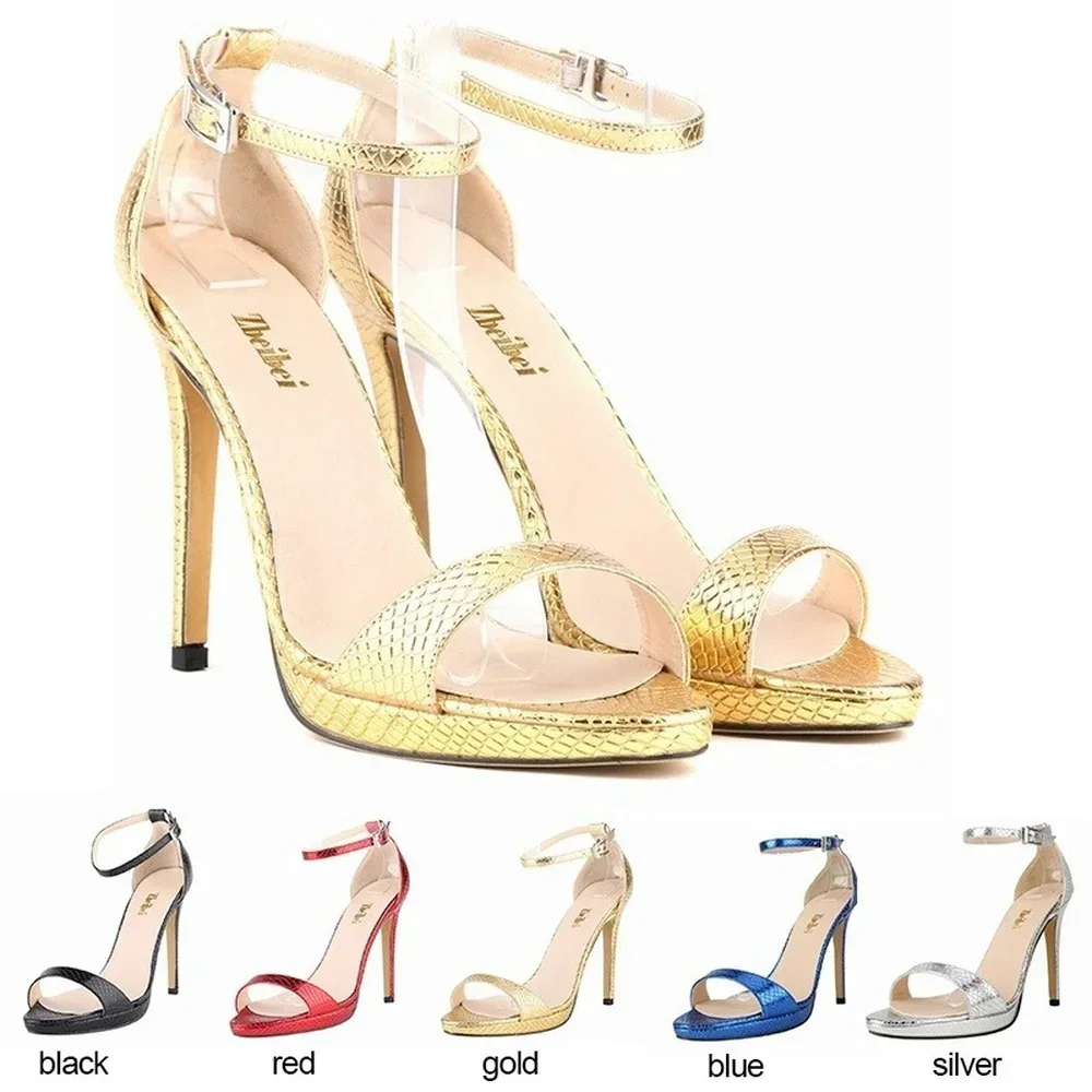 Sandali da donna Tacchi a spillo 11 cm Tacchi alti estivi sexy Eleganti décolleté in pelle di coccodrillo Pole Dance Scarpe eleganti per party di