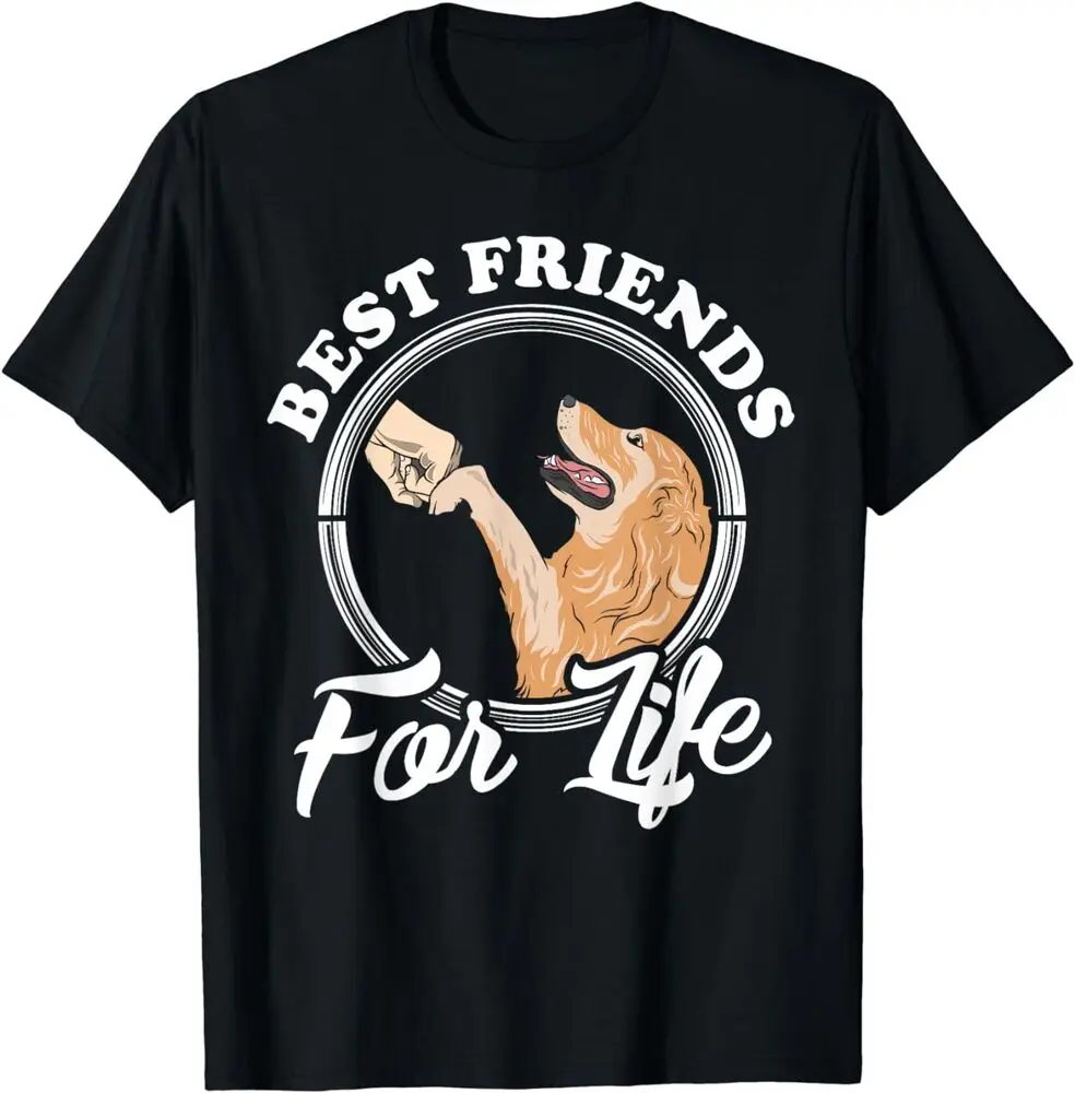 Best Friends For Life Golden Retriever Lovers T-Shirt Anime Graphic T-shirts 100%Cotton Short Sleeve