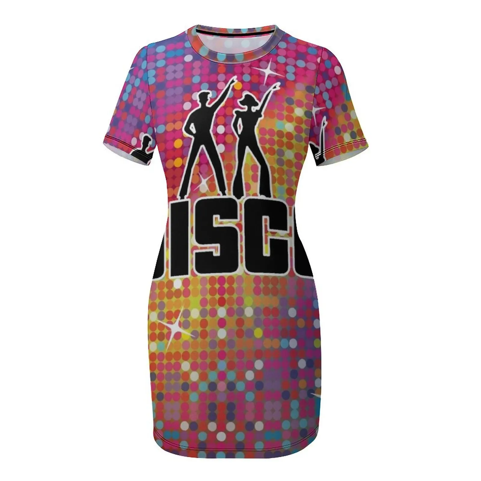 Rainbow Sequin - Disco Ball Mosaics Glitter Pattern Short-Sleeved Dress Dress vintage dresses for woman beach dress