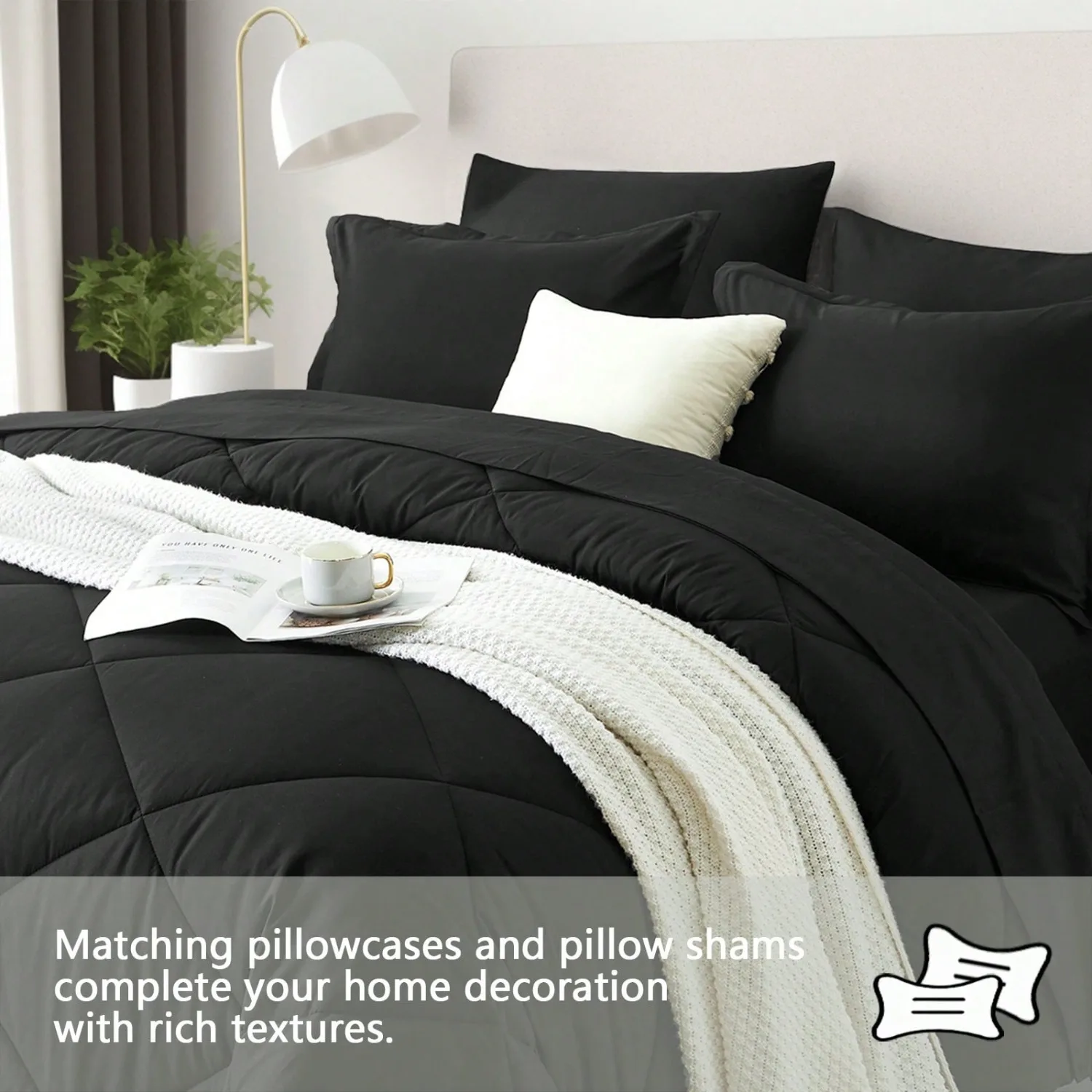 5/7 Piece Solid Color Bed Comforter Set Queen, Creative Geometric Pattern Design, Soft And Comfortable Summer Bedding Set.Bed In A Bag For All Seasons, Includes Comforter, Flat Sheet, Fitted Sheet, Pillowcases, Ideal Gift.