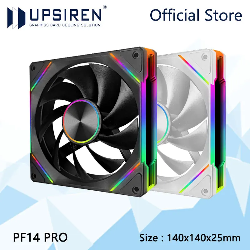 

Вентилятор для охлаждения корпуса компьютера UPSIREN PF140 PRO ARGB, 140X140X25 мм/800~1800 об/мин/5В 3PIN ARGB/12В 4PIN интерфейс PWM