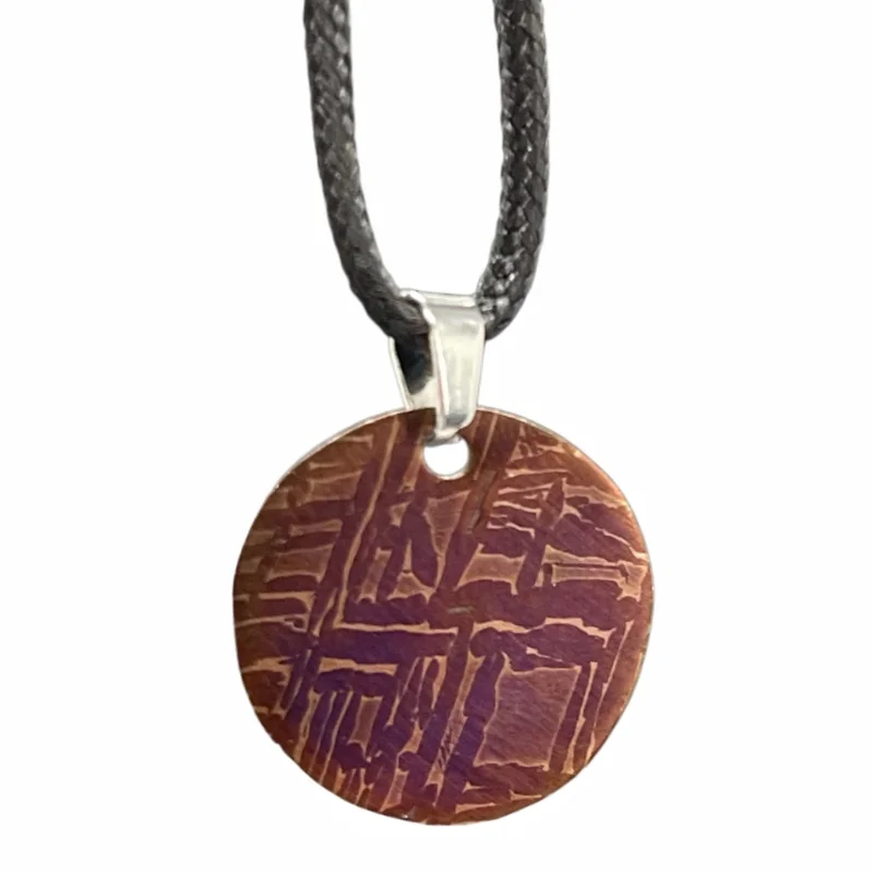 Muonionalusta Meteorite High Temperature Colored Round Pendant Natural Iron Meteorite Necklace Collectible Jewelry Gift LK555