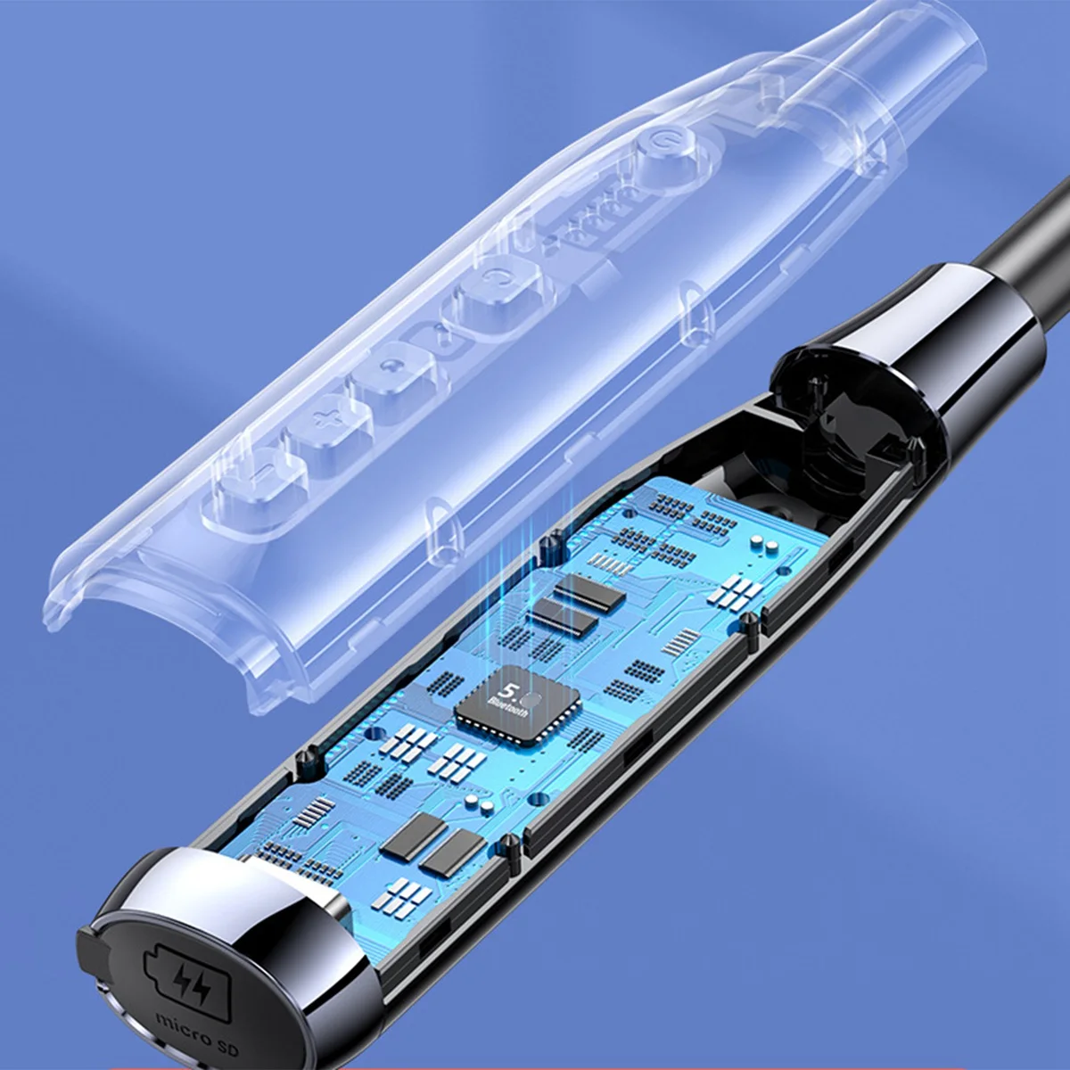 A12 Neck-Mounted Bluetooth 5.0 Headset Long Standby Wireless Pluggable Graphics Headset Semi-In-Ear TWS BlackABGI