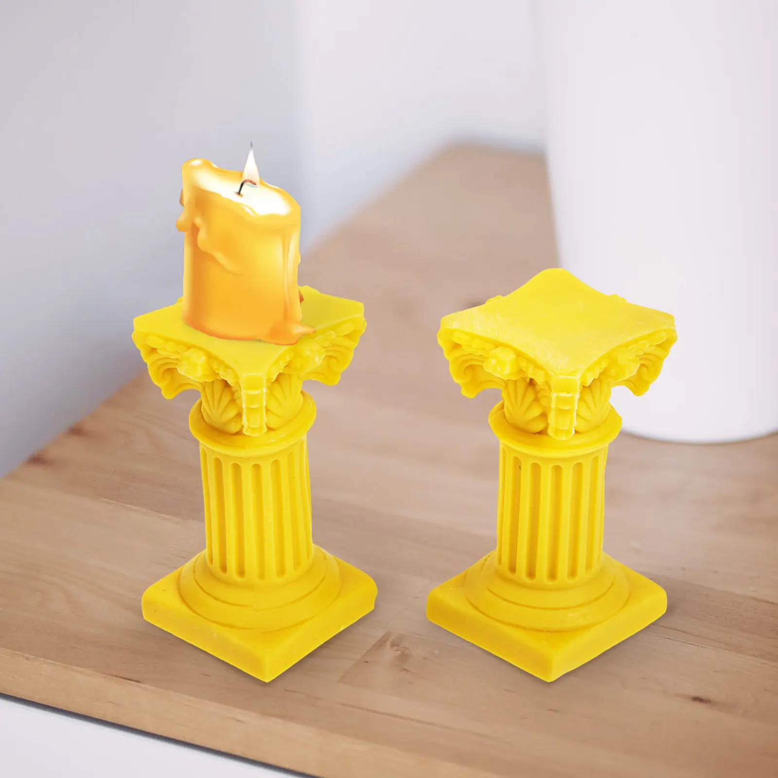 10Pcs Roman Column Holders Premium Resin Textured High-Temp Resistant Vintage Style Decorative Candlestick for Home