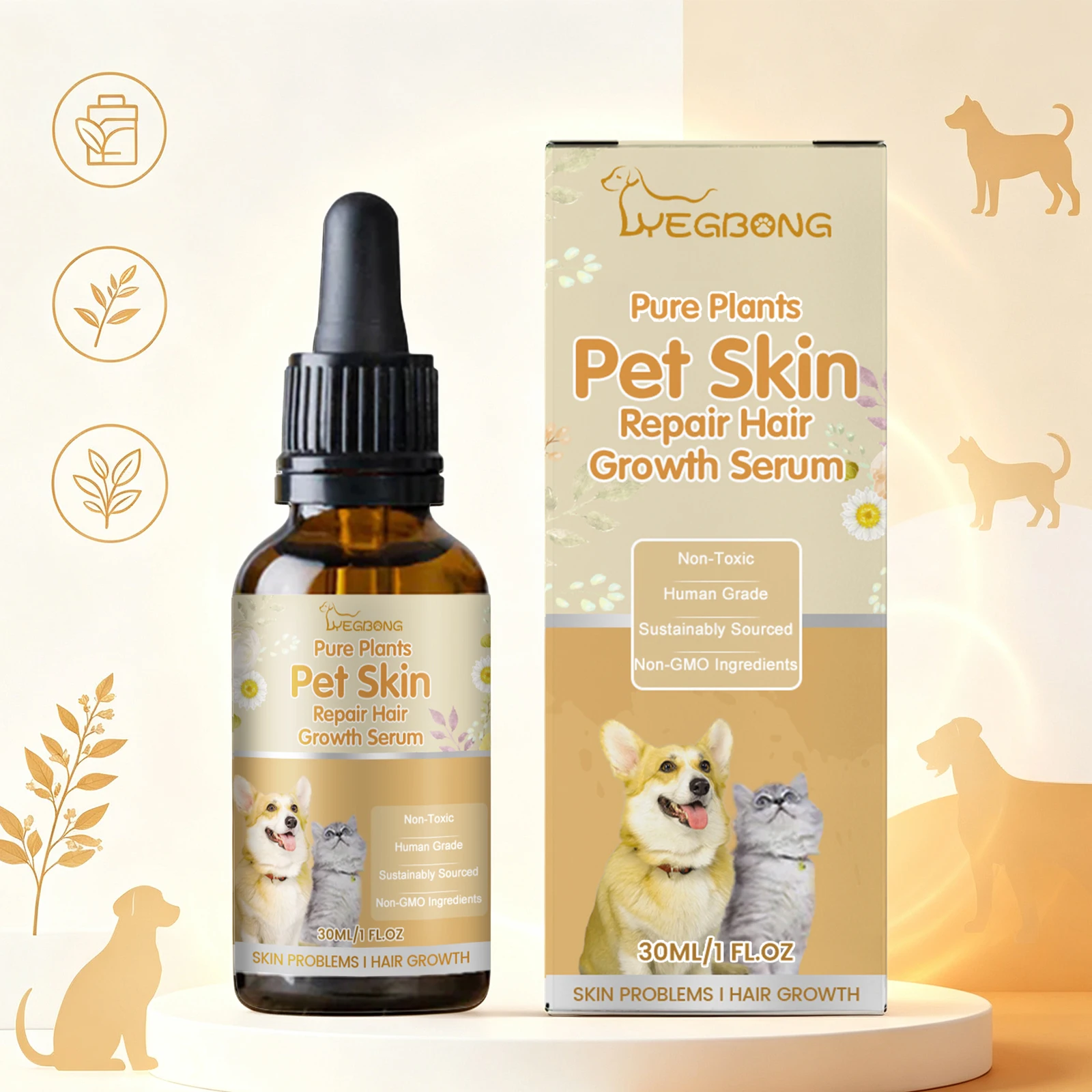 ​Pet Skin and Hair Care Serum for Dogs and Cats Cleansing and Moisturizing Promote Natural Hair Regrowth Pet Skin Repair Serum
