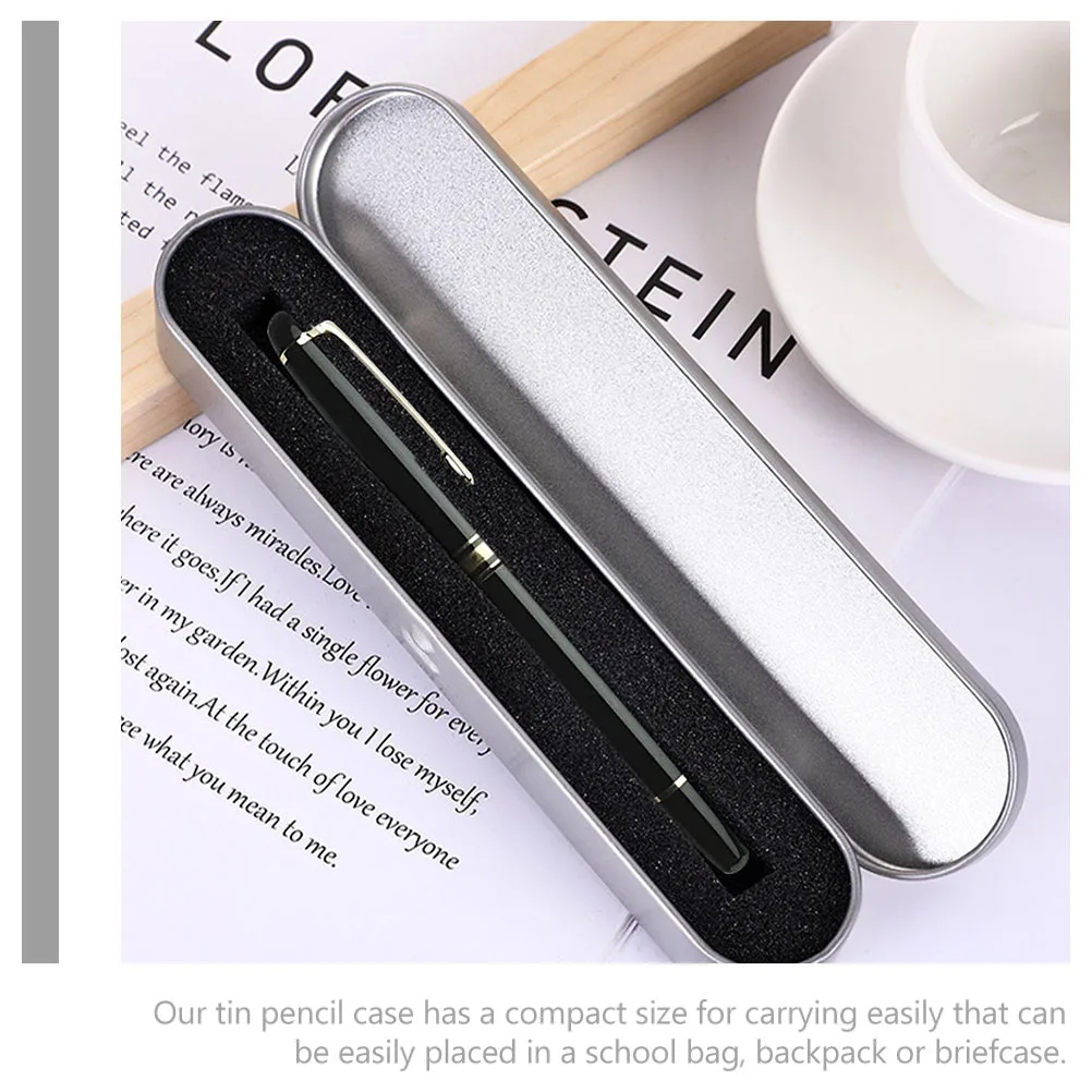

6pcs Portable Tin Pencil Case Sponge Lined Durable Metal Stationery Organizer For School Student Daily Use Pencil Box