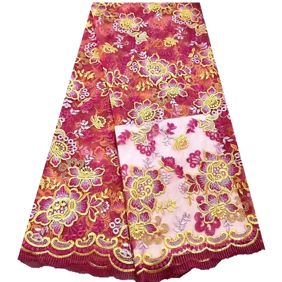 Multicolor New Arrival Flower Embroidery Craft Cotton Material Sewing Evening Party Dress Fashion Skirt Fabric 5 Yards Wholesale