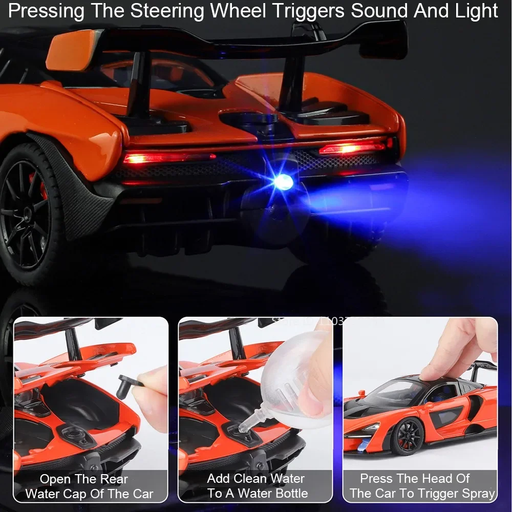 1:24 Senna Panamera Spray jouet modèles de voitures de sport alliage moulé sous pression portes ouvertes retirer son lumière Simulation supercars pour les enfants