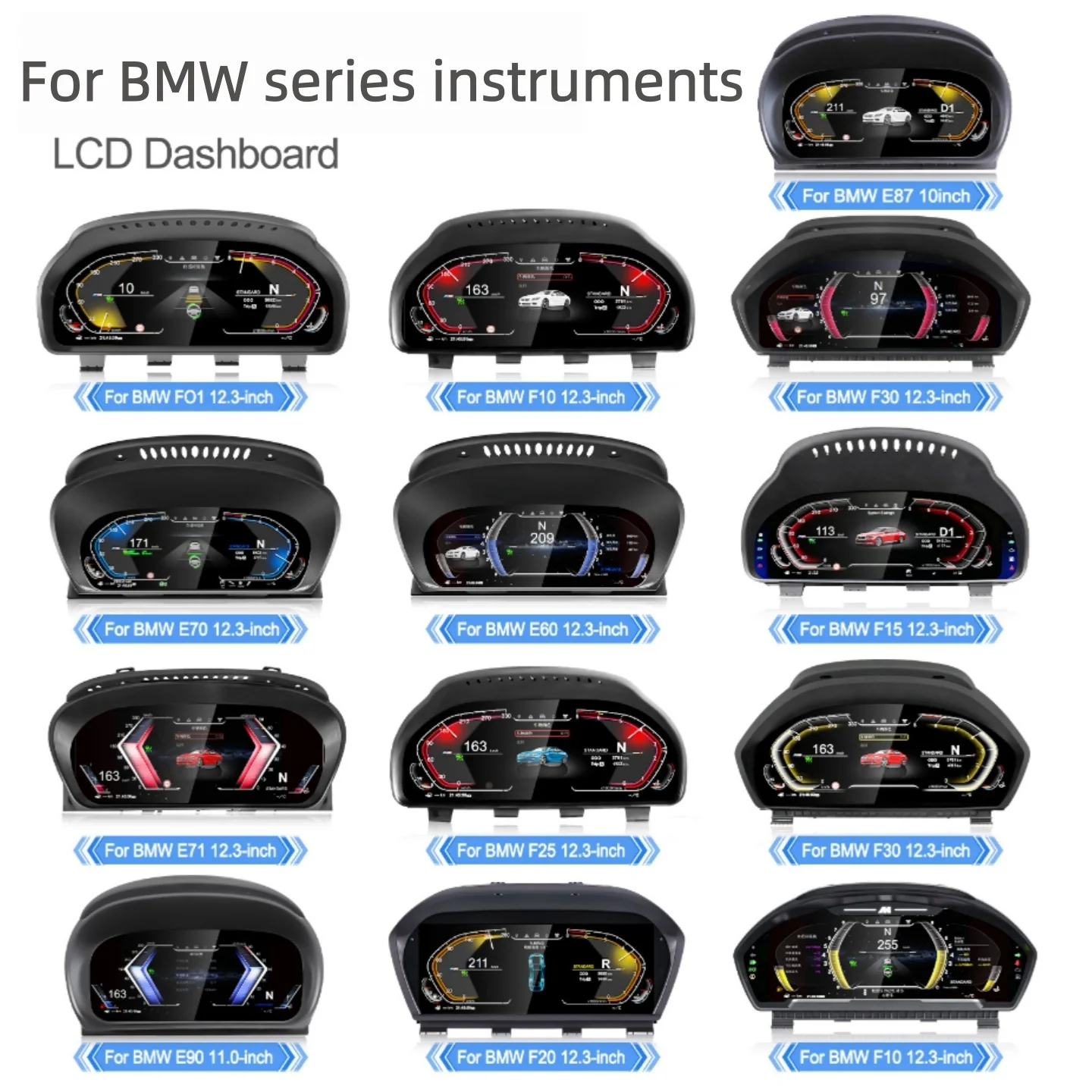 Suitable for BMW F10 12.3-inch (2009-2016) Digital Instrument Panel, Car Anti Glare Full LCD Instrument Panel