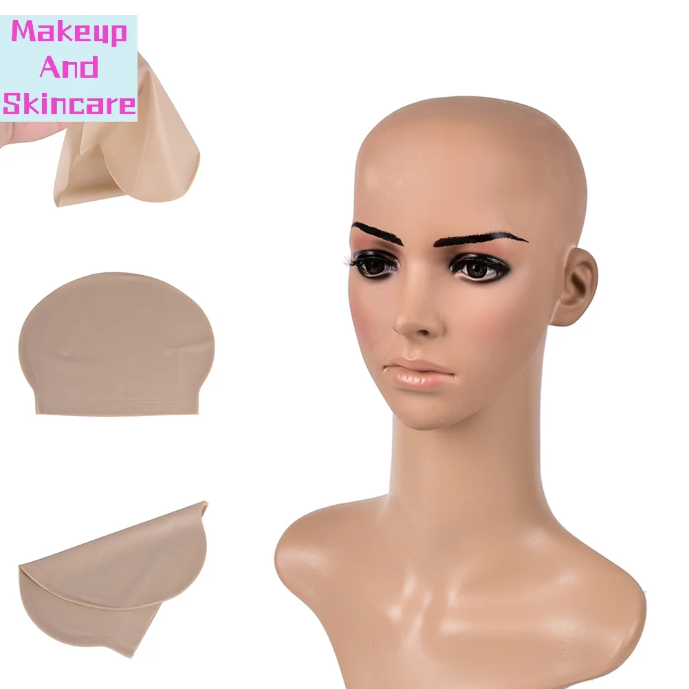 「1PC Fake Latex Flesh Skin Unisex Bald Head Wig Cap Rubber Skinhead Costume Prank」