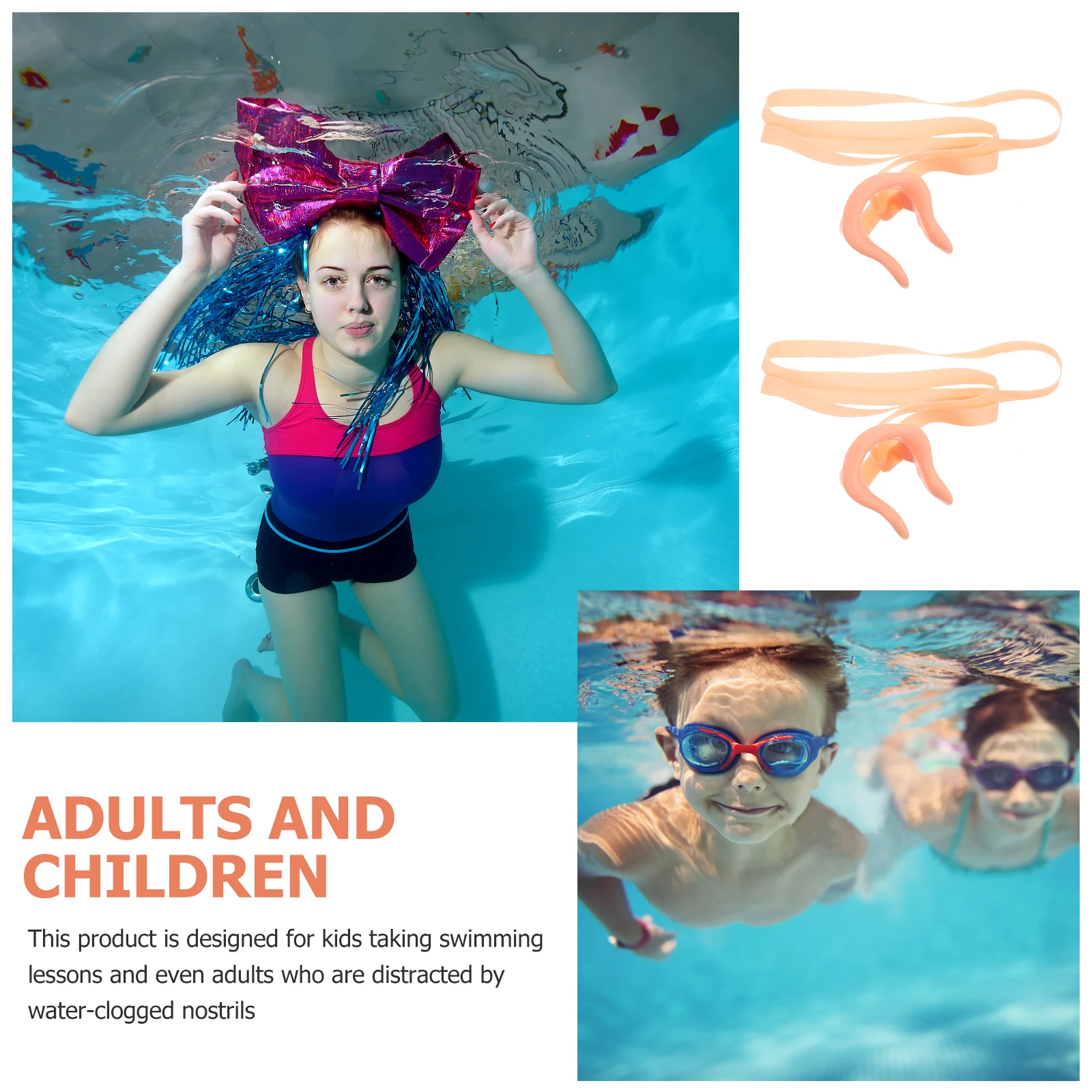 

5pcs Silicone Swimming Nose Clip Strap Padded Comfortable Tear Resistant Wear Resistant Elastic Secure Easy Removal Kids Adults