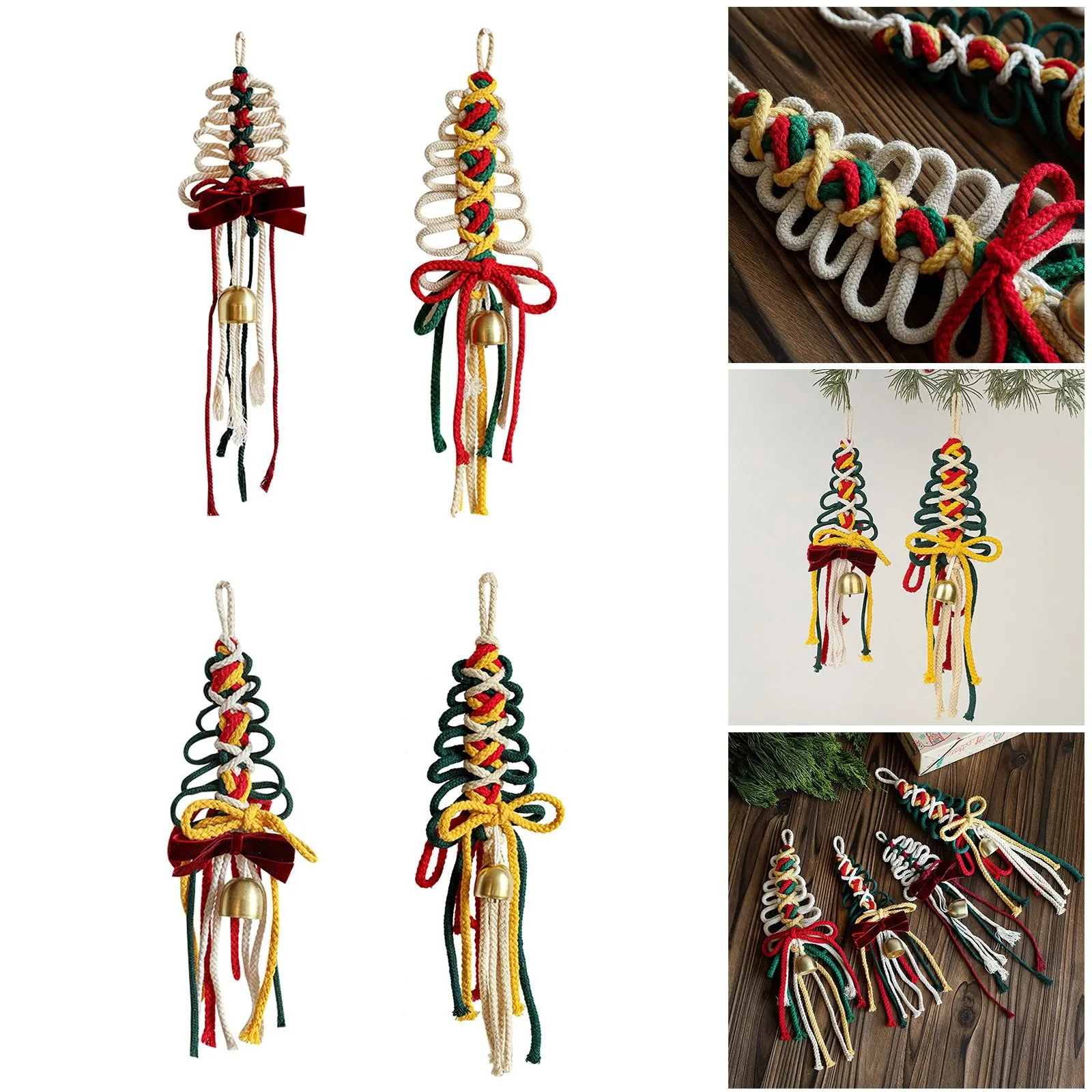 

Christmas Woven Rope Colorful Woven Door Hanging Wall Hanging Christmas Tree Atmosphere Decoration Wire Hanging Glass Vase