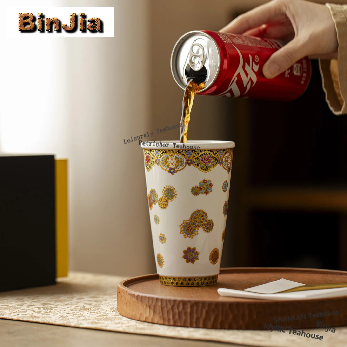 290ml Hand Painted Flowers Cola Mug Mocha Cups Beer Mug Bubble Teacup Cold Hot Water Jug Household Hand Warmer Cafes Decoration