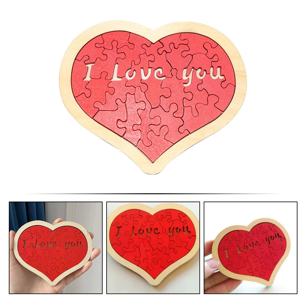 Toddler Puzzles Love Wood for Children Kids Educational Toy Unlock Learning Wooden Heart