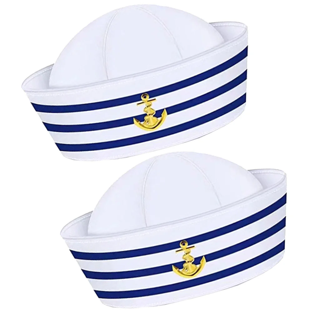 2 Pcs Sailor Hat Women Captain Prop Hats Makeup Cosplay for Boating Polyester (polyester Fiber) Stage Performance Newsboy