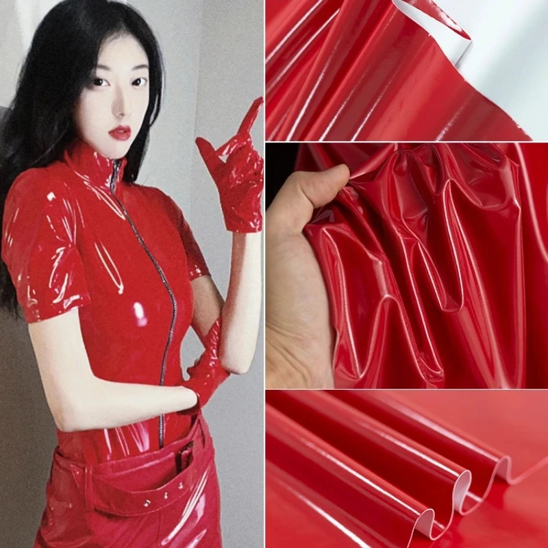 

Глянцевая зеркальная эластичная кожаная ткань, водонепроницаемая куртка из искусственной кожи, брюки, дизайнерская одежда, швейный материал «сделай сам», оптовая продажа