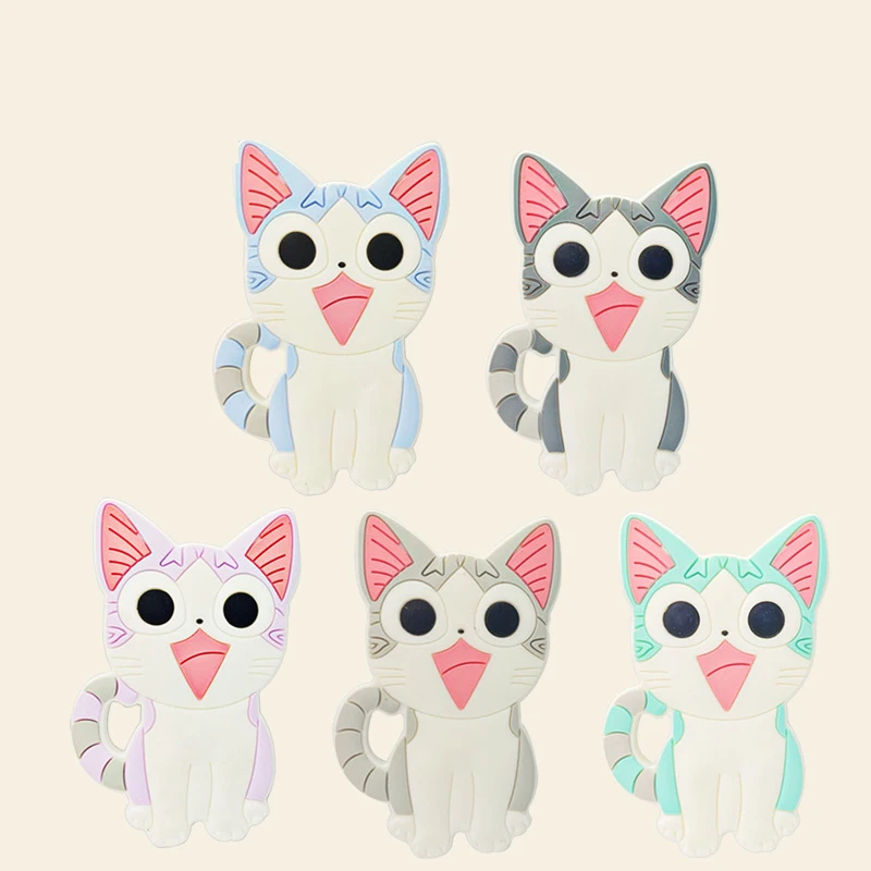 1 buah Aksesori liontin kunyah kucing hewan kartun Teether bayi baru klip dot perhiasan DIY produk bayi