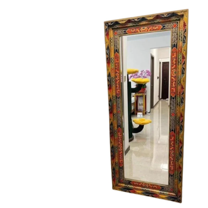 Z Soild Wood Square Mirror Modern Irregular Dressing Full Body Floor Mirror European Design Art Spiegel Living Room DecorationsZ