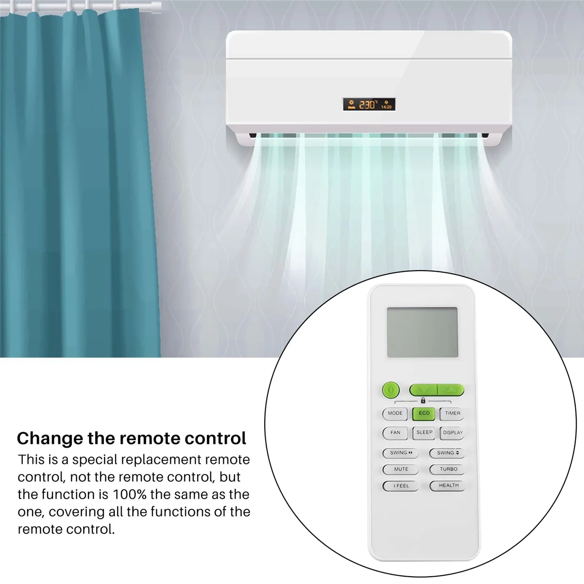 ABGQ! GYKQ-52 Remote Control for TCL Air Conditioner Home Heating and Cooling Function Replacement Remote Control