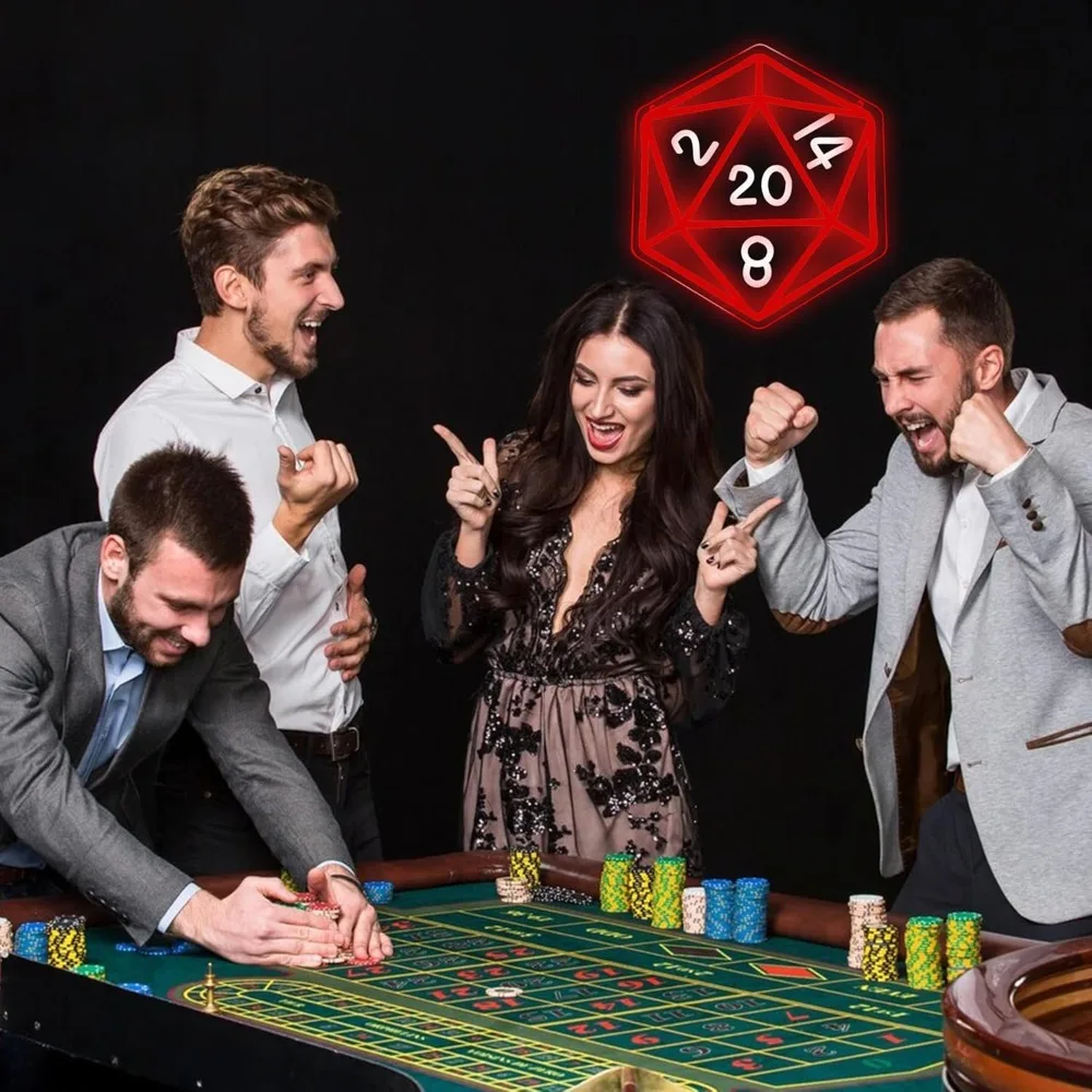 لعبة النرد الزنزانات والتنينات علامة النيون لغرفة النرد تحت عنوان الطاولة الألعاب ليلة ديكور النرد على شكل الإضاءة لغرف الألعاب #4