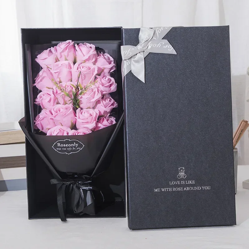 Artificial Soap Flower Rose Bouquet Gift Box Valentine\'s Day Gift For Mother Girlfriend Birthday Christmas Wedding Decoration