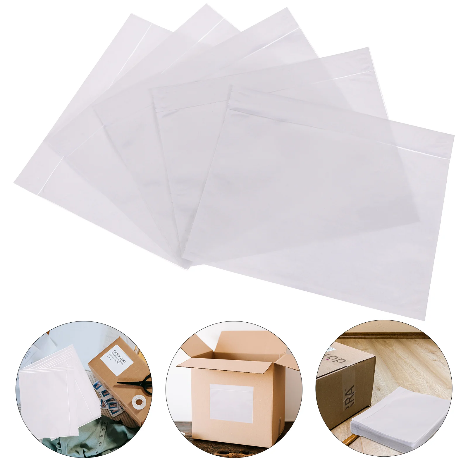 100 Pcs Transparent Stickers Package Bags Packing List Envelopes Shipping Label Pouches for Packaging