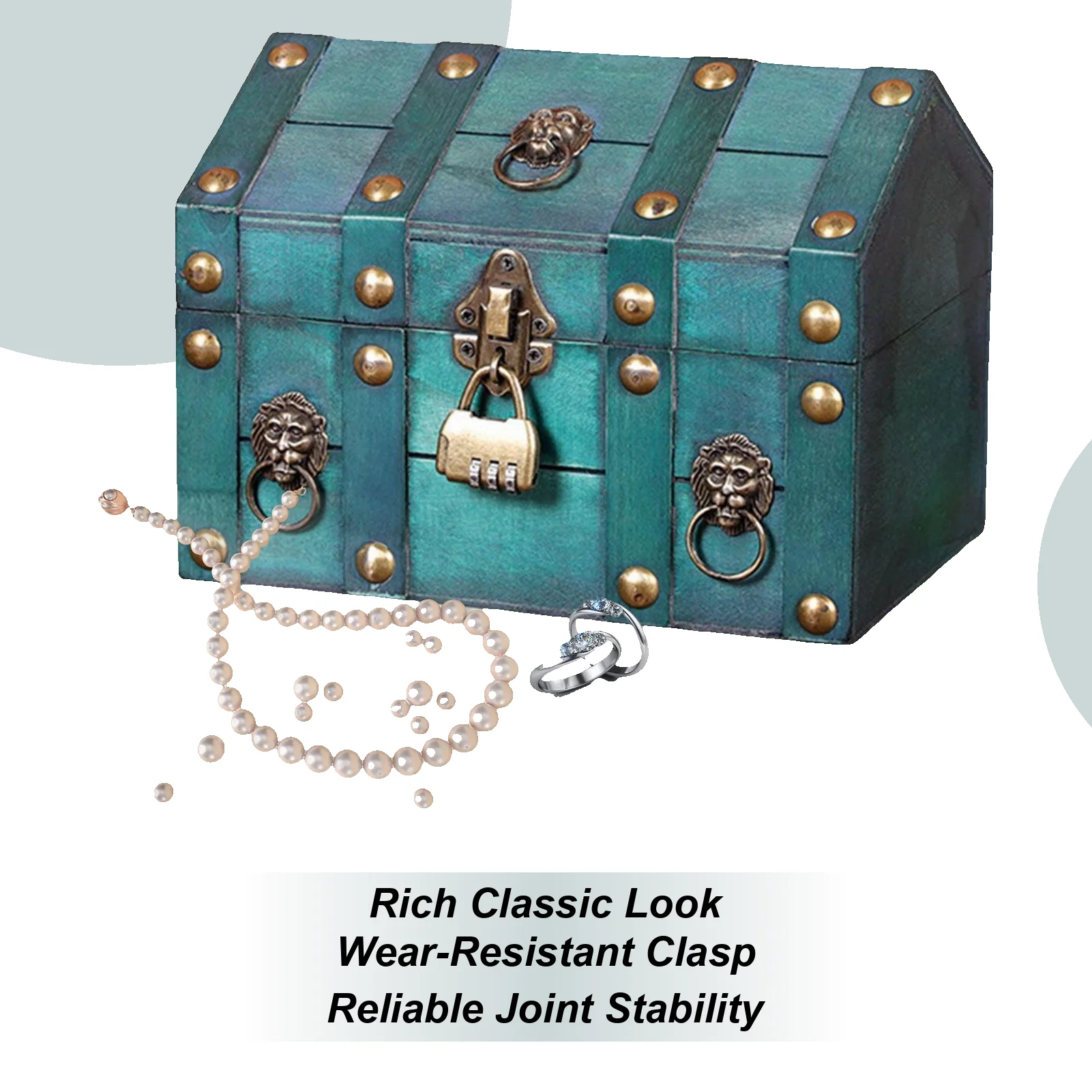 

Vintage Box Storage Case Decoration With Lock Handmade Green Wooden Decorative Boxes With Lids For Women Mother Home Bedroom