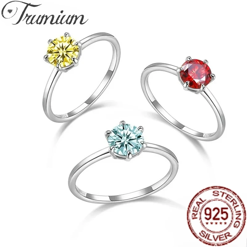

Trumium 1ct D Color grade VVS1 Moissanite Ring with GRA Certificate Real Sterling Silver 925 Rings For Women Wedding Bands