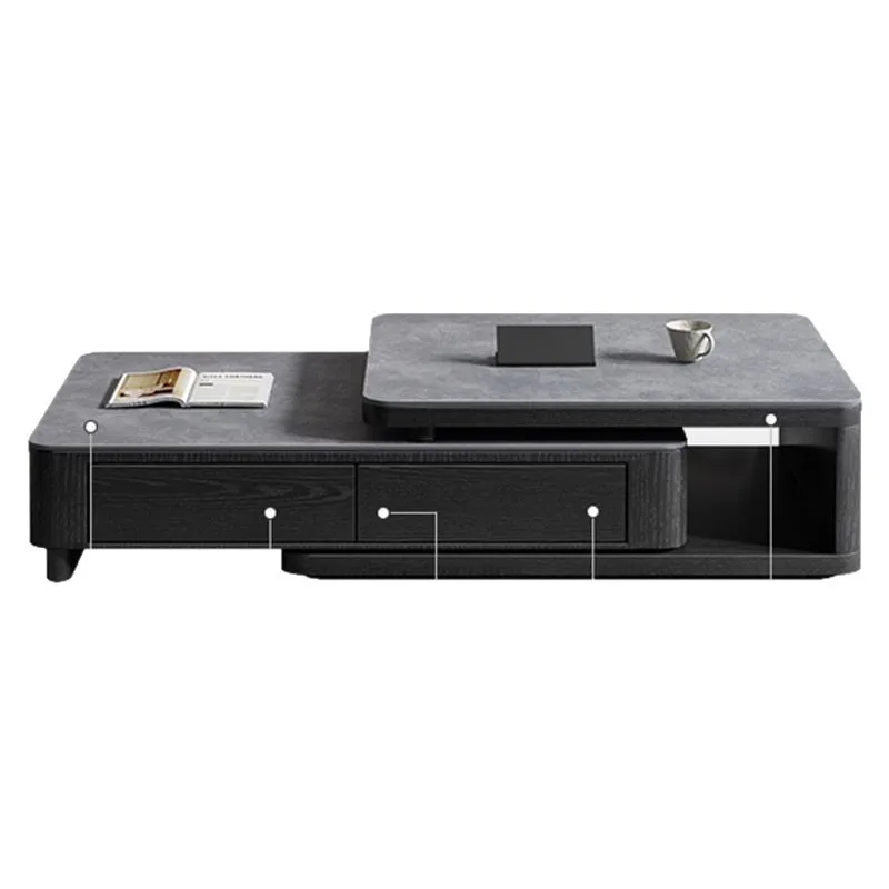 

Italian minimalist rock slab coffee table, TV cabinet combination, living room and home