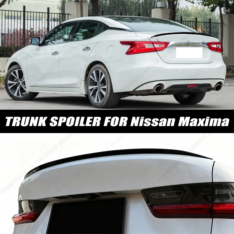 120CM Glossy Black Soft Rubber Universal Rear Trunk Spoiler 5D Carbon Look Tail Wing Fit For Nissan Maxima Sedan Car Accessories