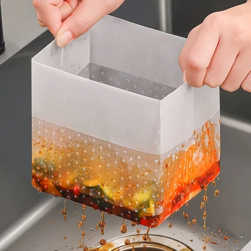 30pcs Disposable Kitchen Sink Strainer Bag Square Drain Filter Mesh Waste Catcher Anti-Clog Food Residue Garbage Collector Sink