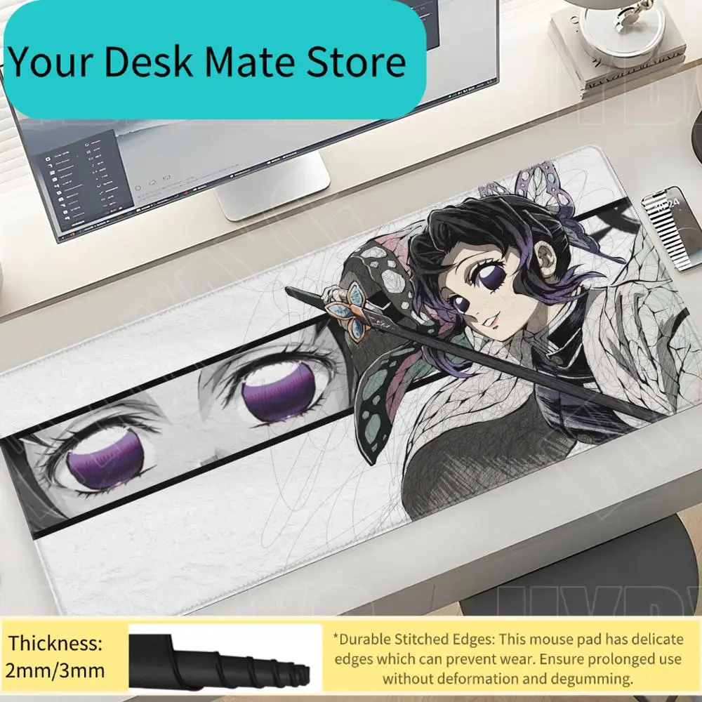 

Gaming Keyboard Demon Slayer Kochou Shinobu Anime Large Mouse Pad, Non-Slip Extended Desk Mat for Gamers