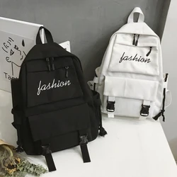 New College Style Canvas School Bags For Girls Solid Junior High School Student Schoolbag Laptop Backpack Women Boys