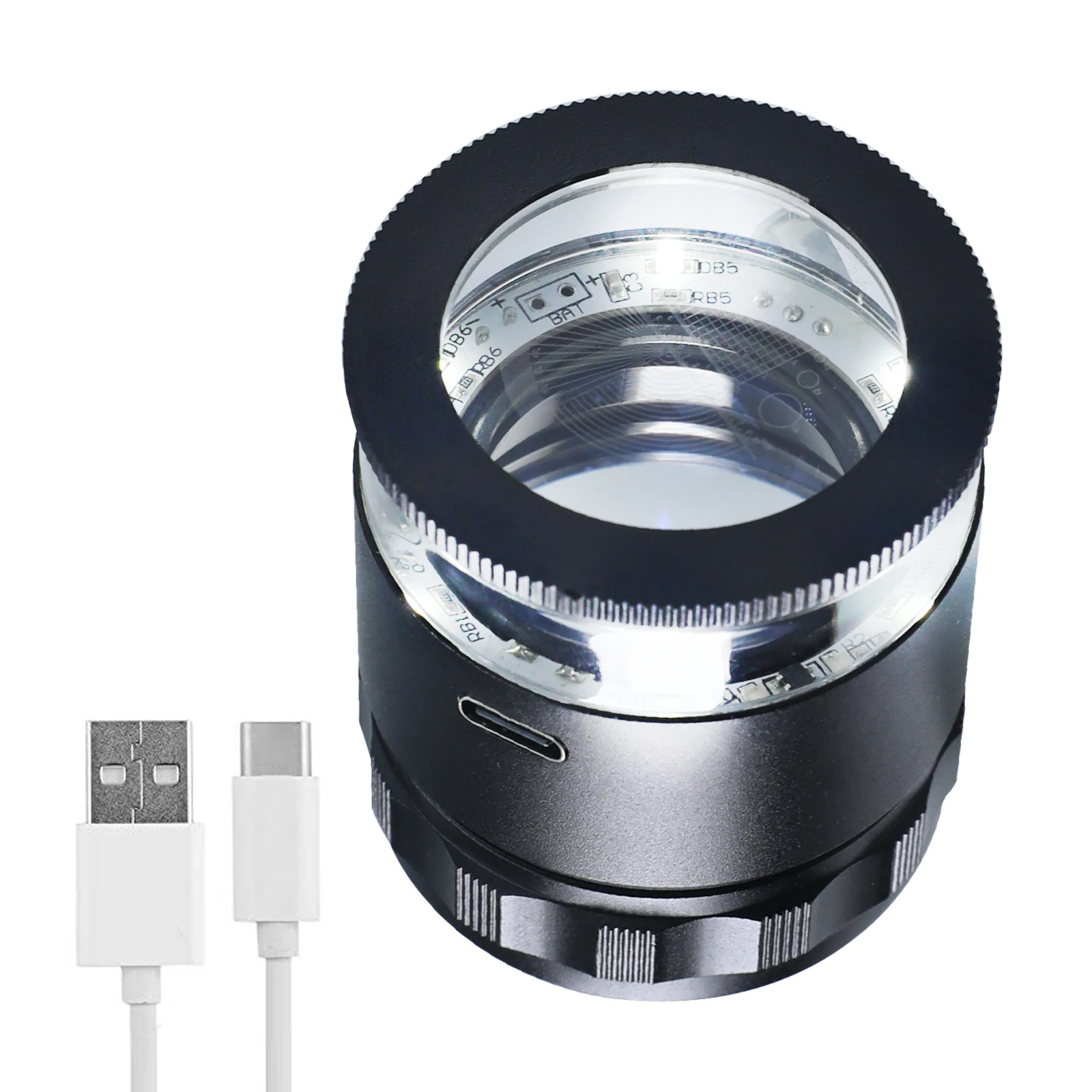 10X Jewelers Loupe with LED Lights and 3 Reticle Scales 25 Mm Field of View Rechargeable Adjustable Focus Loupe Magnifier