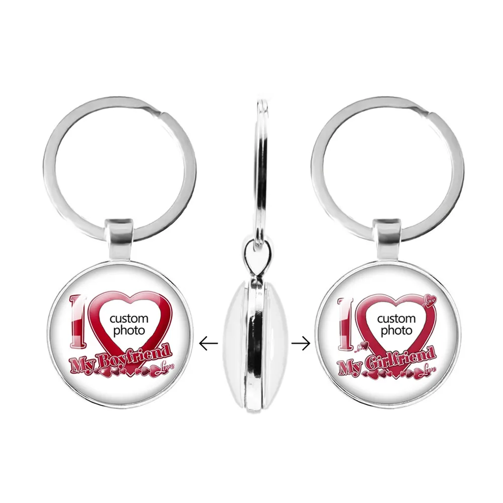 Personalized Custom Double Side Keychain I Love My Boyfriend Girlfriend Heart Shaped Pattern Bf Gf Keychains Jewelry Couple Gift